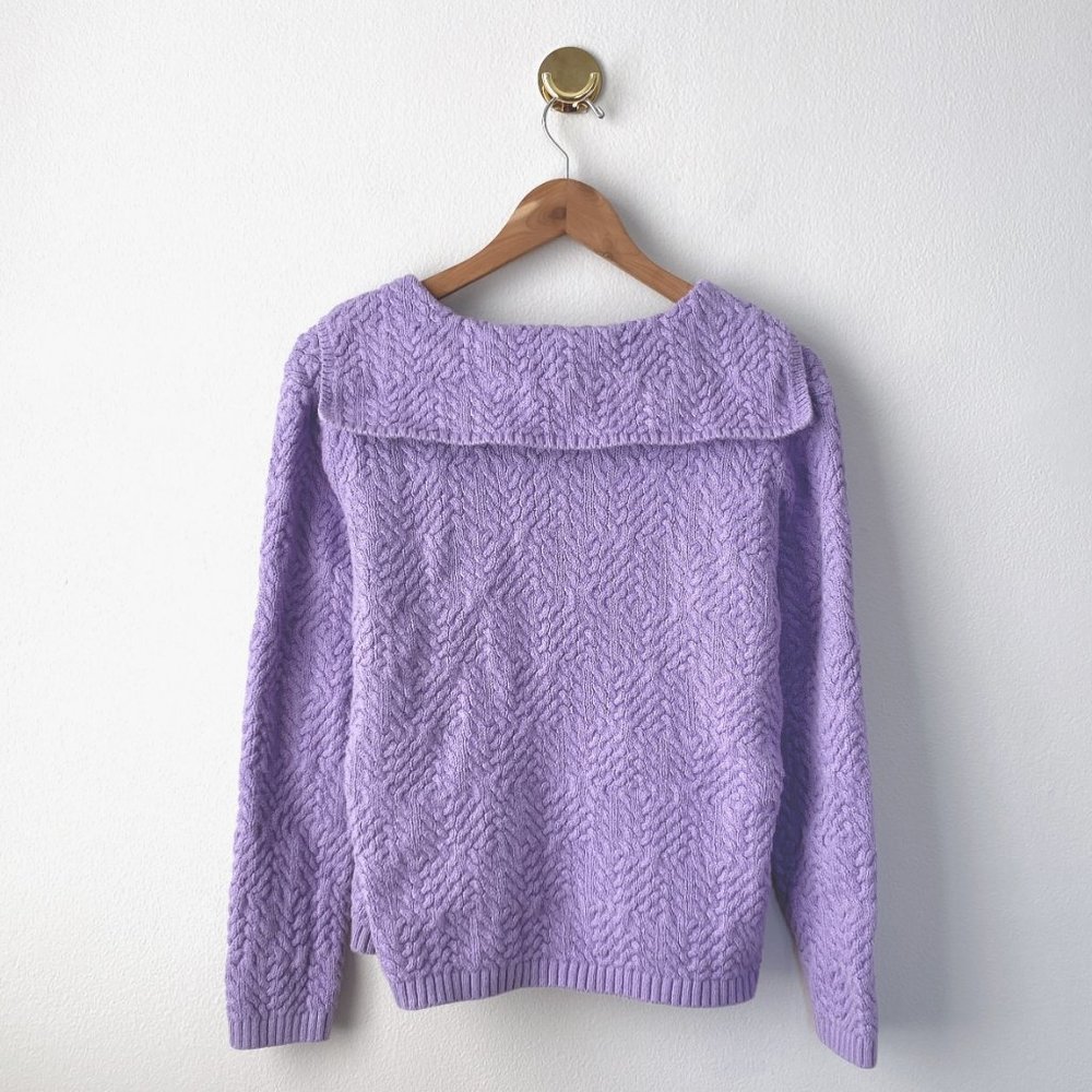 Lavender Chunky Knit Polo Sweater - Picture 7 of 7